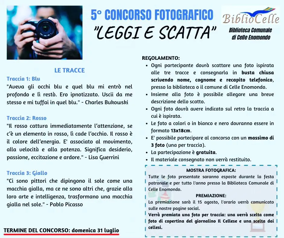 Celle Enomondo | Concorso fotografico "Leggi e Scatta" - edizione 2023