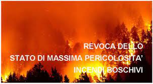 Revoca stato massima pericolosità incendi boschivi dal 18/08/2022